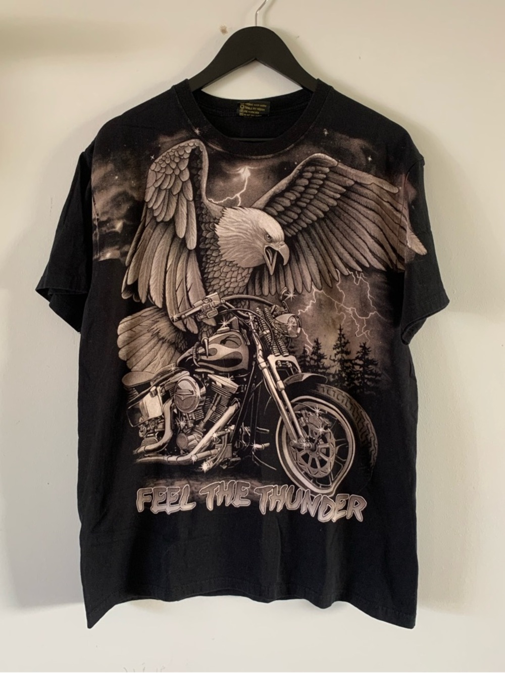 Rocks Black Graphic Eagle & Motorcycle Tee